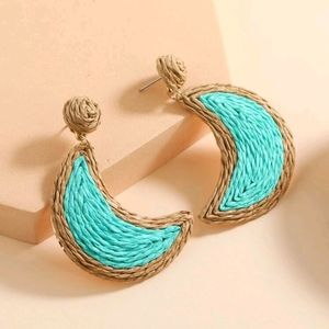 🍉5 for $25* Boho Straw Moon Earrings